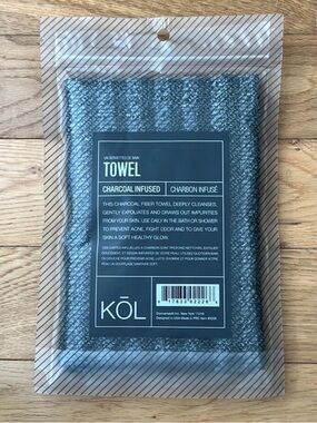 NEW In Package KOL Charcoal Infused Exfoliating Towel